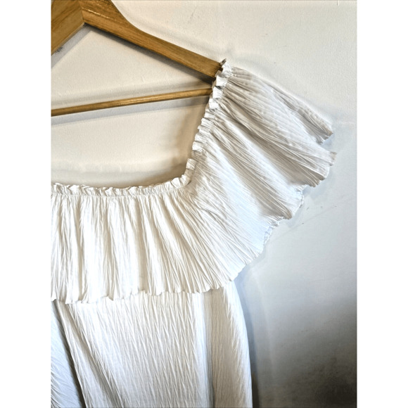 Zara Ruffled Pleated Sleeveless Short Voluminous Dress White Size M - Picture 4 of 15